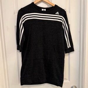 Like New Adidas Girls' French Terry Stripe Long Sleeve Dress